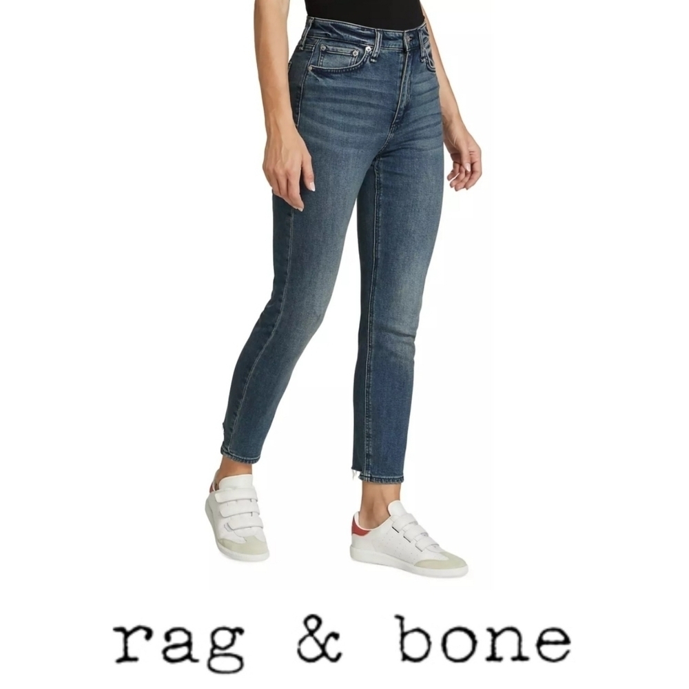 Rag & Bone High-Rise Ankle Cigarette Vallery Jeans Medium Wash Denim, 28